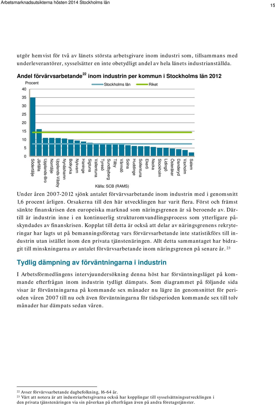 Sigtuna Under åren 2007-2012 sjönk antalet förvärvsarbetande inom industrin med i genomsnitt 1,6 procent årligen. Orsakerna till den här utvecklingen har varit flera.