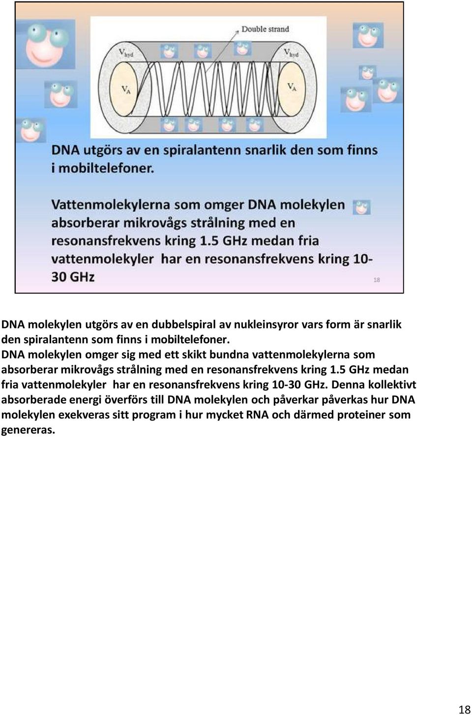 kring 1.5 GHz medan fria vattenmolekyler har en resonansfrekvens kring 10-30 GHz.