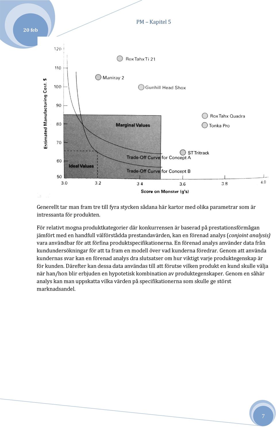 för att förfina produktspecifikationerna. En förenad analys använder data från kundundersökningar för att ta fram en modell över vad kunderna föredrar.