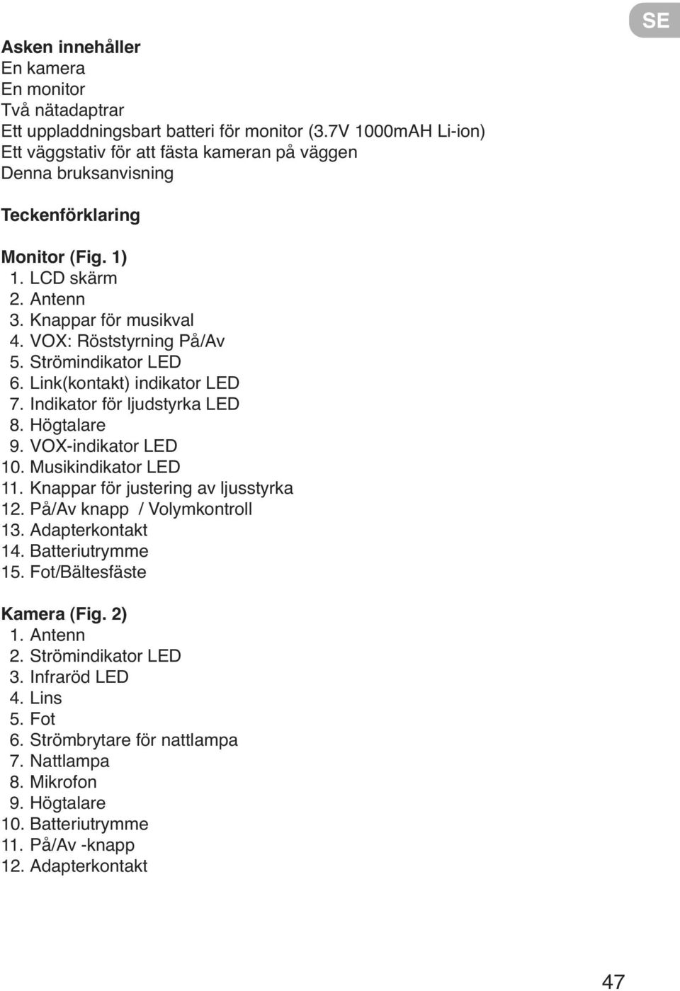 VOX: Röststyrning På/Av 5. Strömindikator LED 6. Link(kontakt) indikator LED 7. Indikator för ljudstyrka LED 8. Högtalare 9. VOX-indikator LED 10. Musikindikator LED 11.