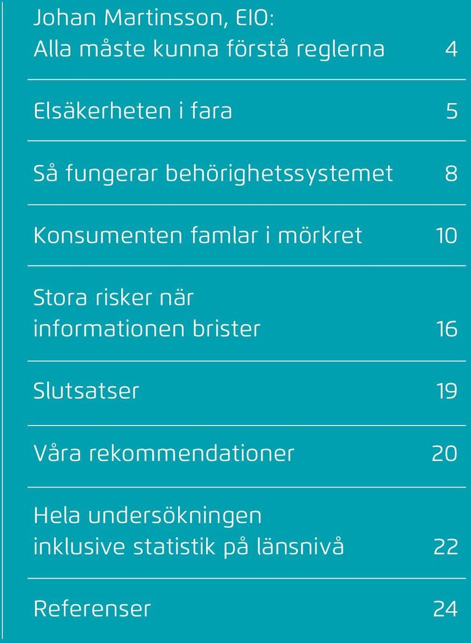 Stora risker när informationen brister 16 Slutsatser 19 Våra