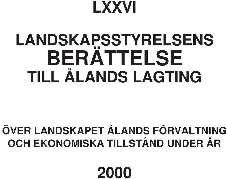 ÖVER LANDSKAPET ÅLANDS