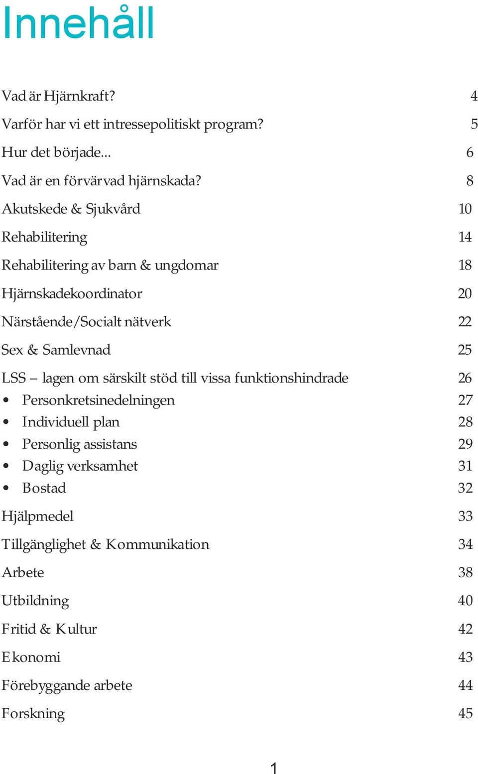 Samlevnad 25 LSS lagen om särskilt stöd till vissa funktionshindrade 26 Personkretsinedelningen 27 Individuell plan 28 Personlig assistans 29