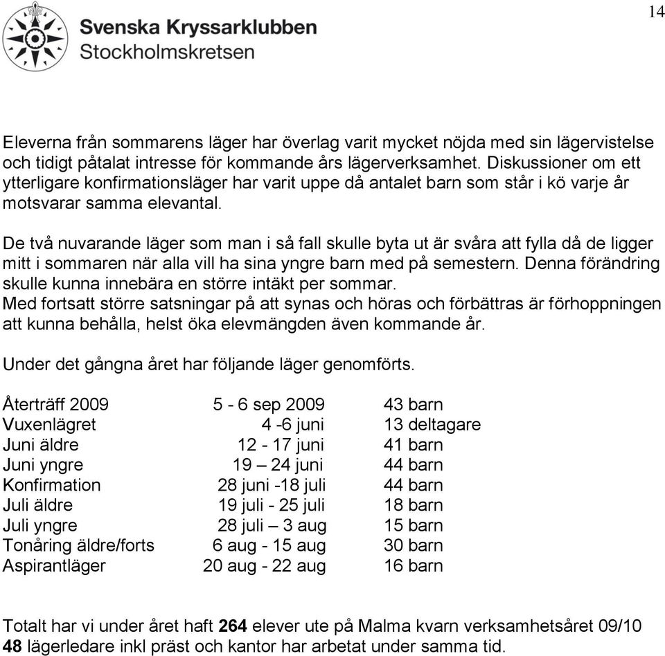 De två nuvarande läger som man i så fall skulle byta ut är svåra att fylla då de ligger mitt i sommaren när alla vill ha sina yngre barn med på semestern.