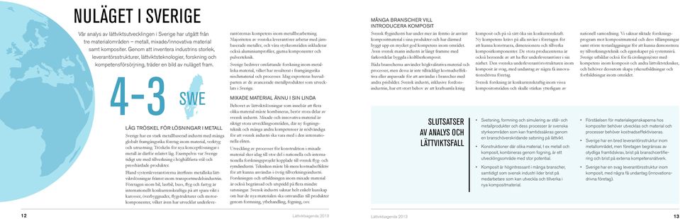 4-3 SWE LÅG TRÖSKEL FÖR LÖSNINGAR I METALL Sverige har en stark metallbaserad industri med många globalt framgångsrika företag inom material, verktyg och utrustning.