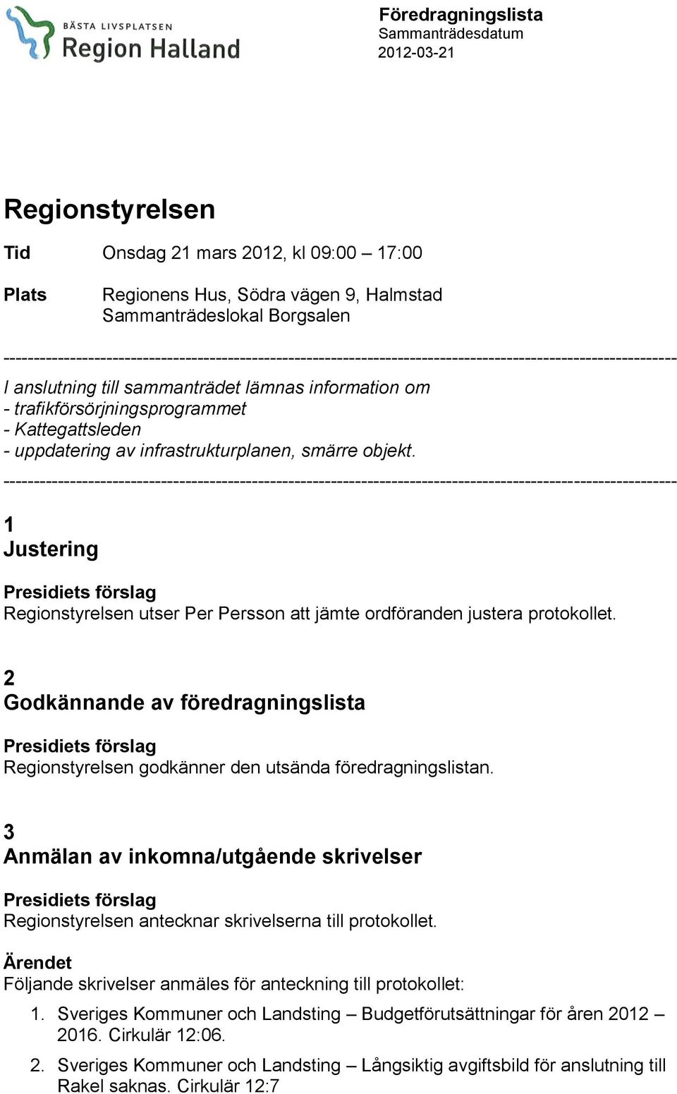 Kattegattsleden - uppdatering av infrastrukturplanen, smärre objekt.