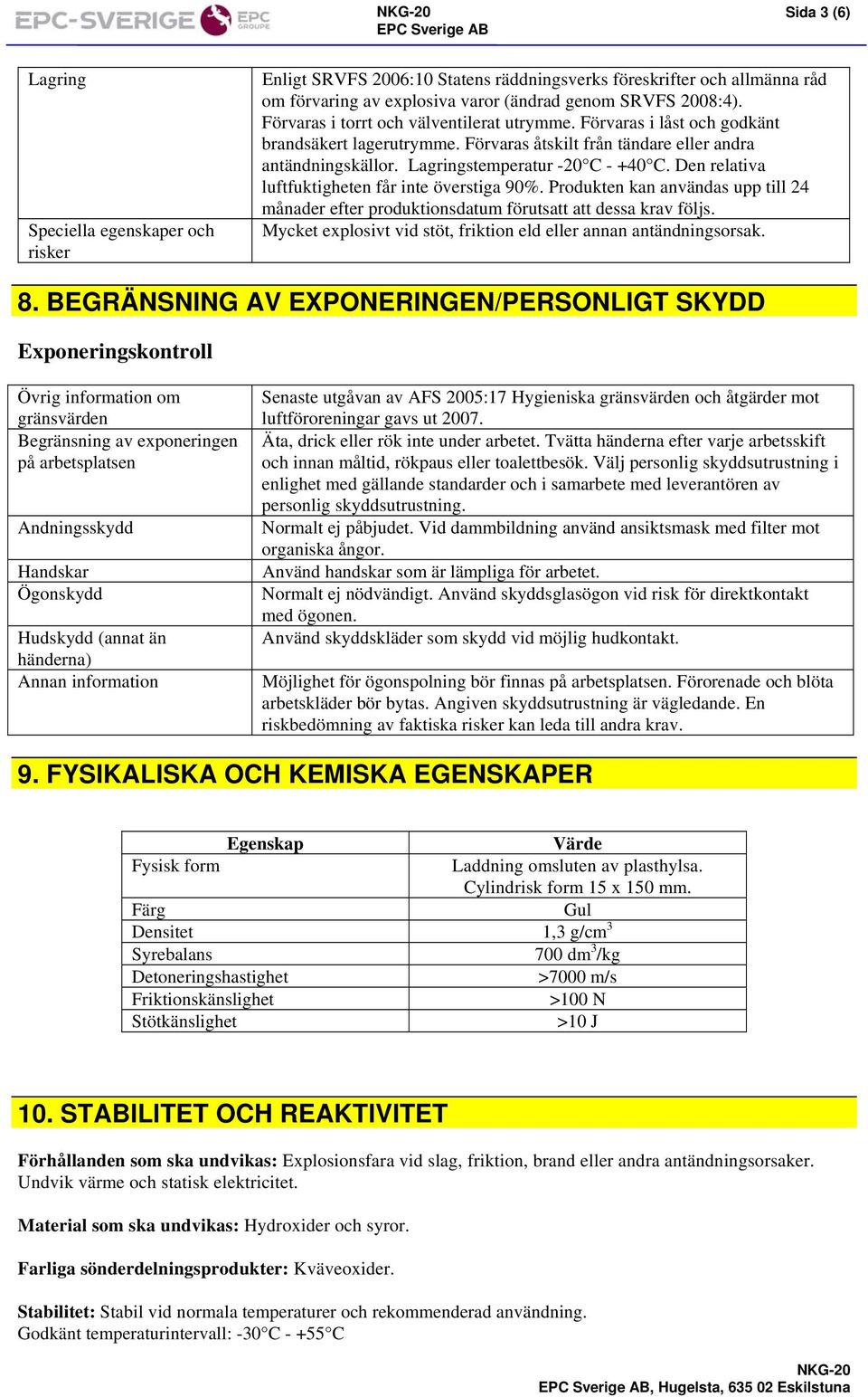 Den relativa luftfuktigheten får inte överstiga 90%. Produkten kan användas upp till 24 månader efter produktionsdatum förutsatt att dessa krav följs.