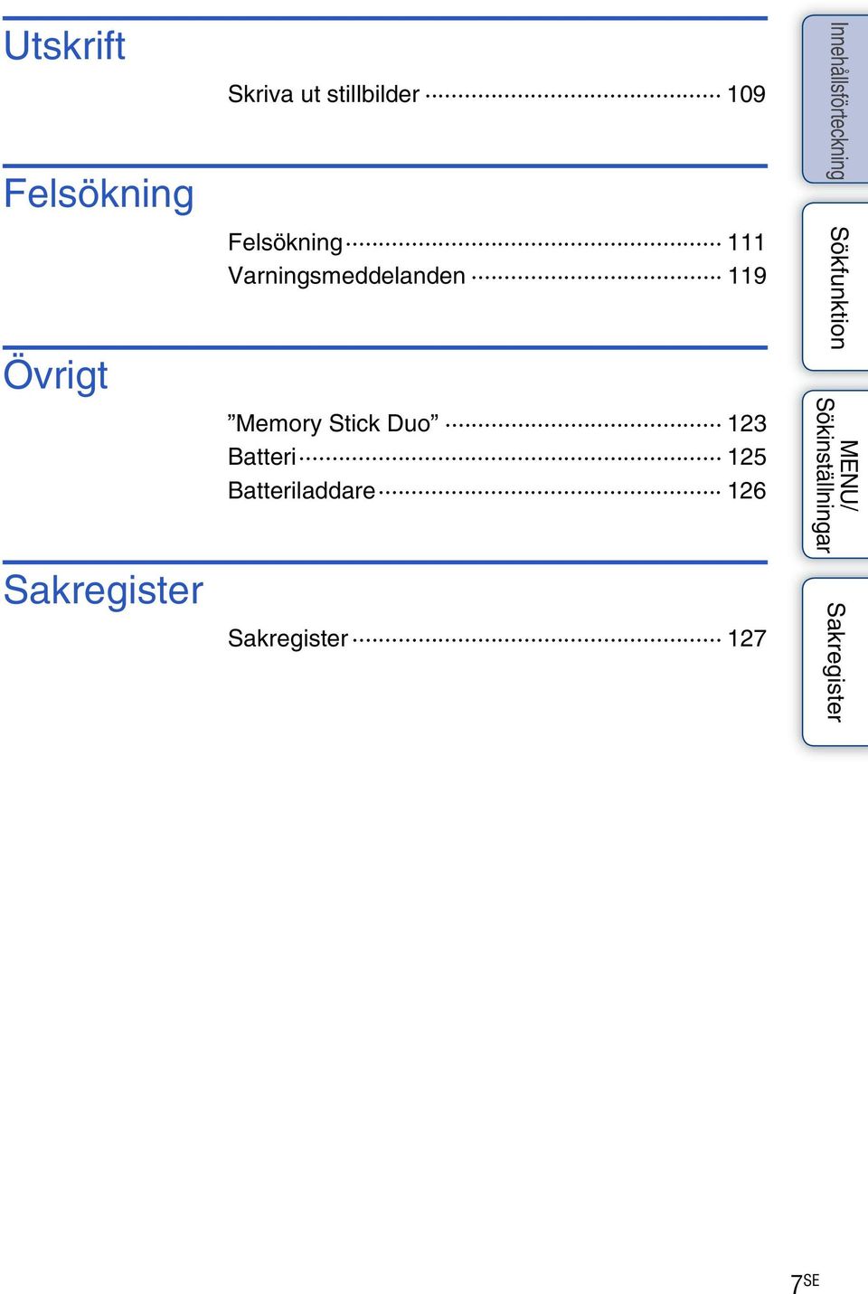 Varningsmeddelanden 119 Memory Stick