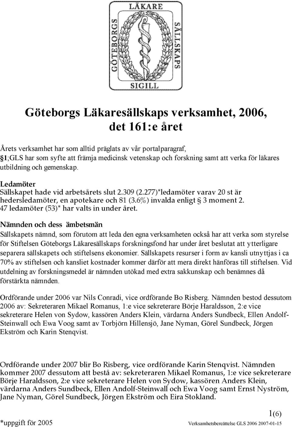 47 ledamöter (53)* har valts in under året.