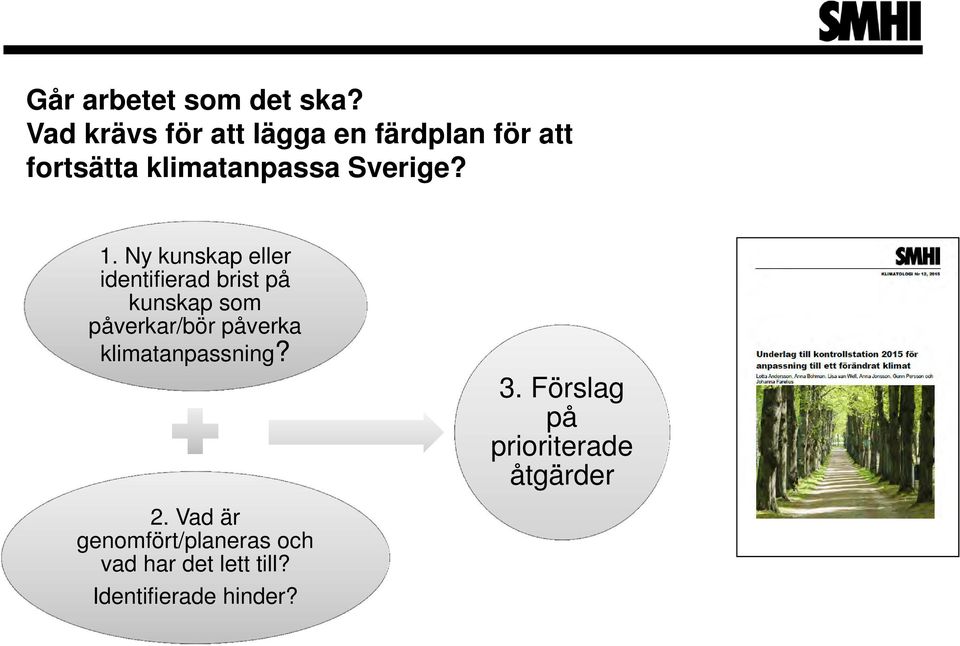 1. Ny kunskap eller identifierad brist på kunskap som påverkar/bör påverka