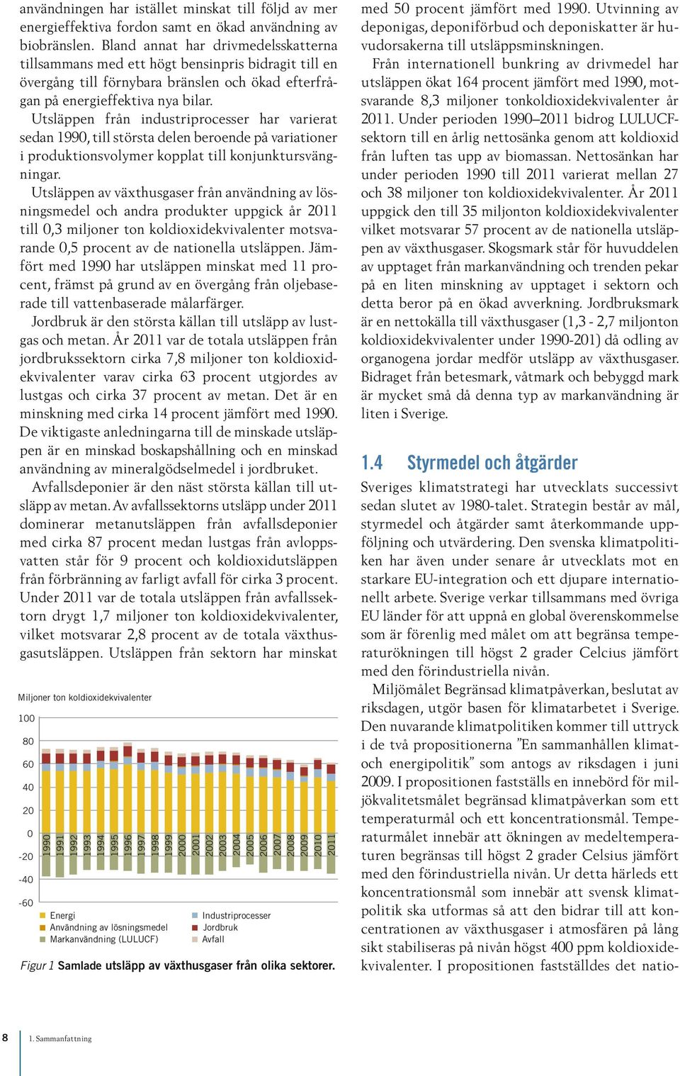 Utsläppen från industriprocesser har varierat sedan 1990, till största delen beroende på variationer i produktionsvolymer kopplat till konjunktursvängningar.