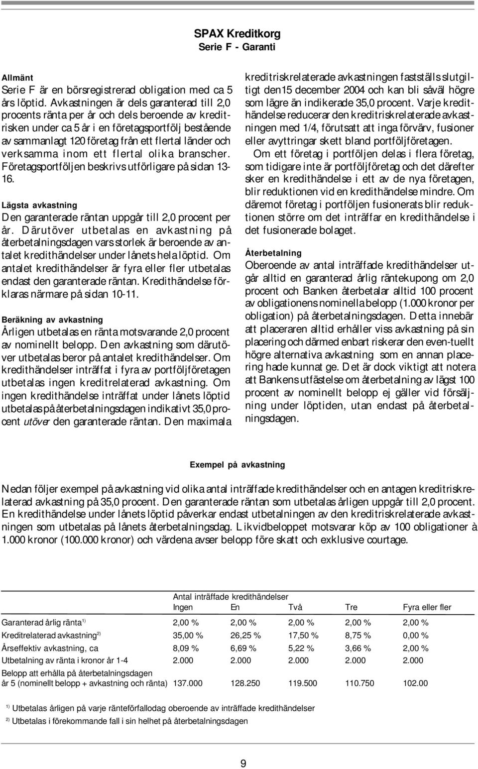 verksamma inom ett flertal olika branscher. Företagsportföljen beskrivs utförligare på sidan 13-16. Lägsta avkastning Den garanterade räntan uppgår till 2,0 procent per år.