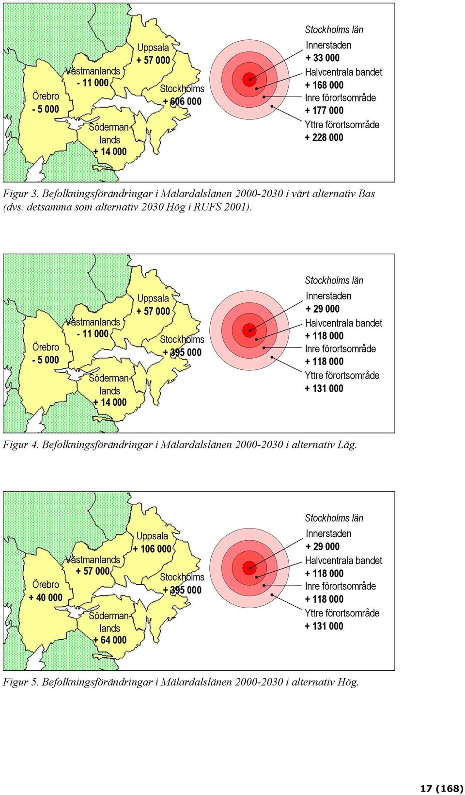 Örebro -5 000 Västmanlands - 11 000 Södermanlands + 14 000 Uppsala + 57 000 Stockholms + 395 000 Stockholms län Innerstaden + 29 000 Halvcentrala bandet + 118 000 Inre förortsområde + 118 000 Yttre