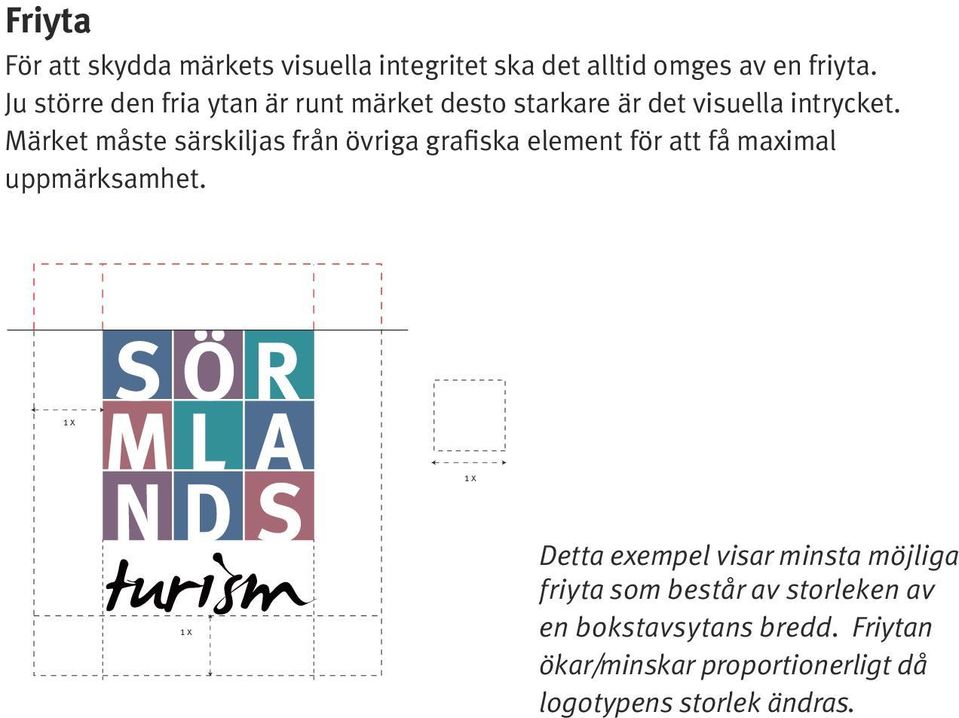 Märket måste särskiljas från övriga grafiska element för att få maximal uppmärksamhet.