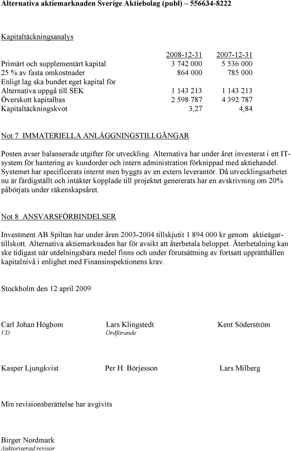 Alternativa har under året investerat i ett ITsystem för hantering av kundorder och intern administration förknippad med aktiehandel.