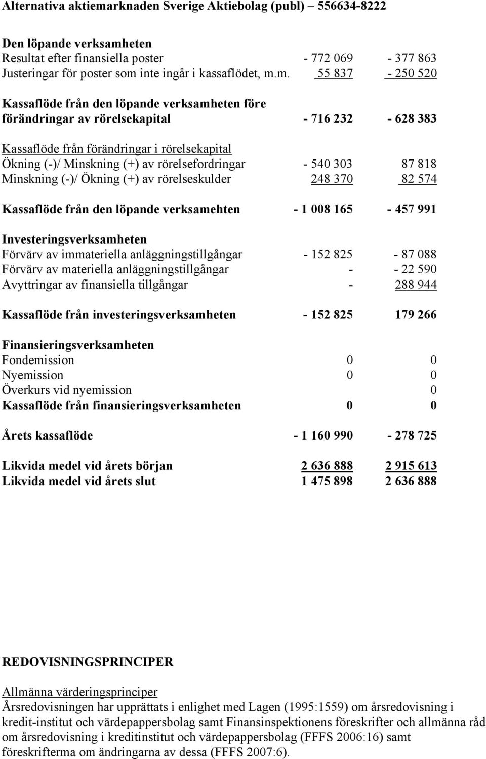 inte ingår i kassaflödet, m.