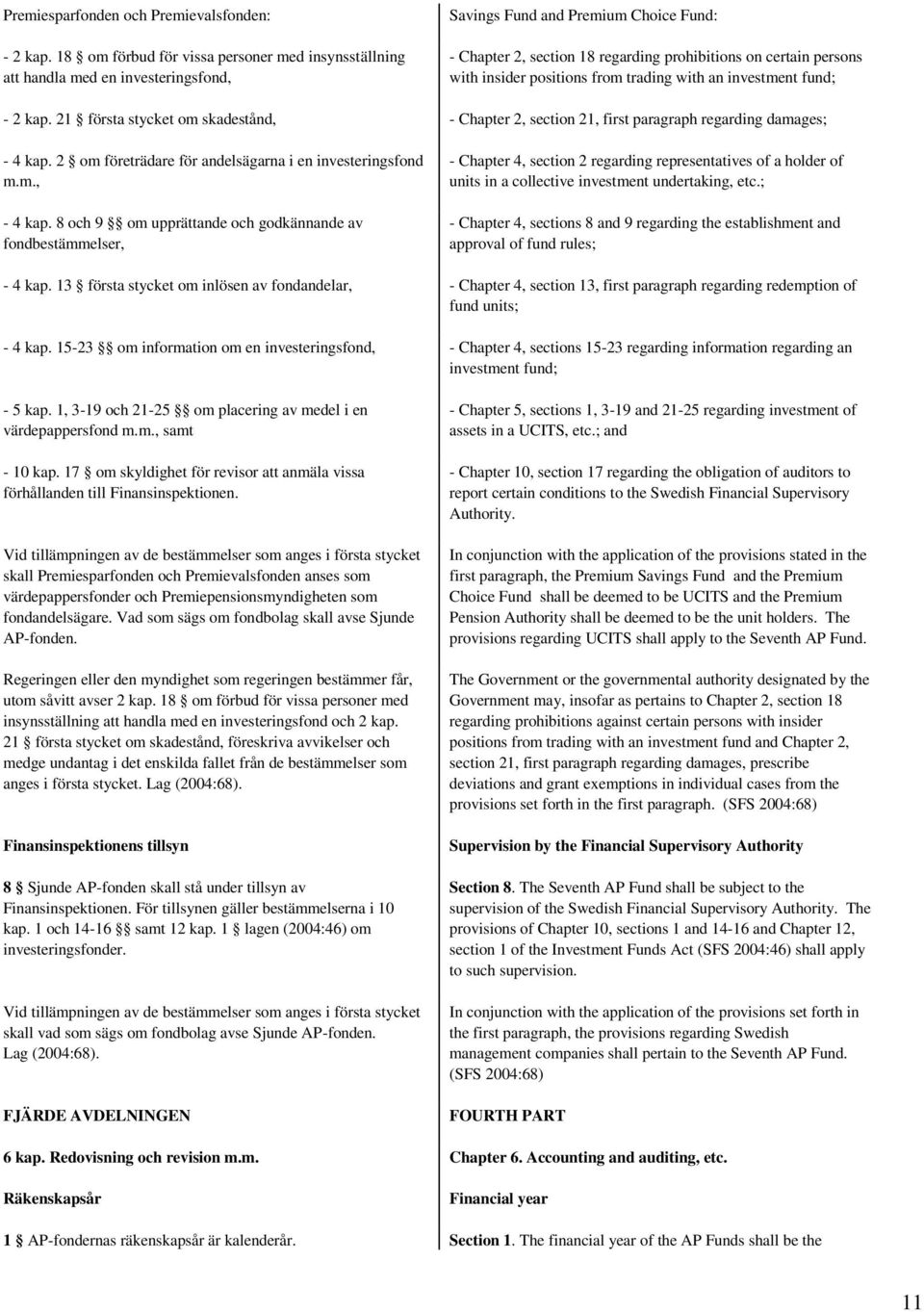 insider positions from trading with an investment fund; - 2 kap. 21 första stycket om skadestånd, - Chapter 2, section 21, first paragraph regarding damages; - 4 kap.