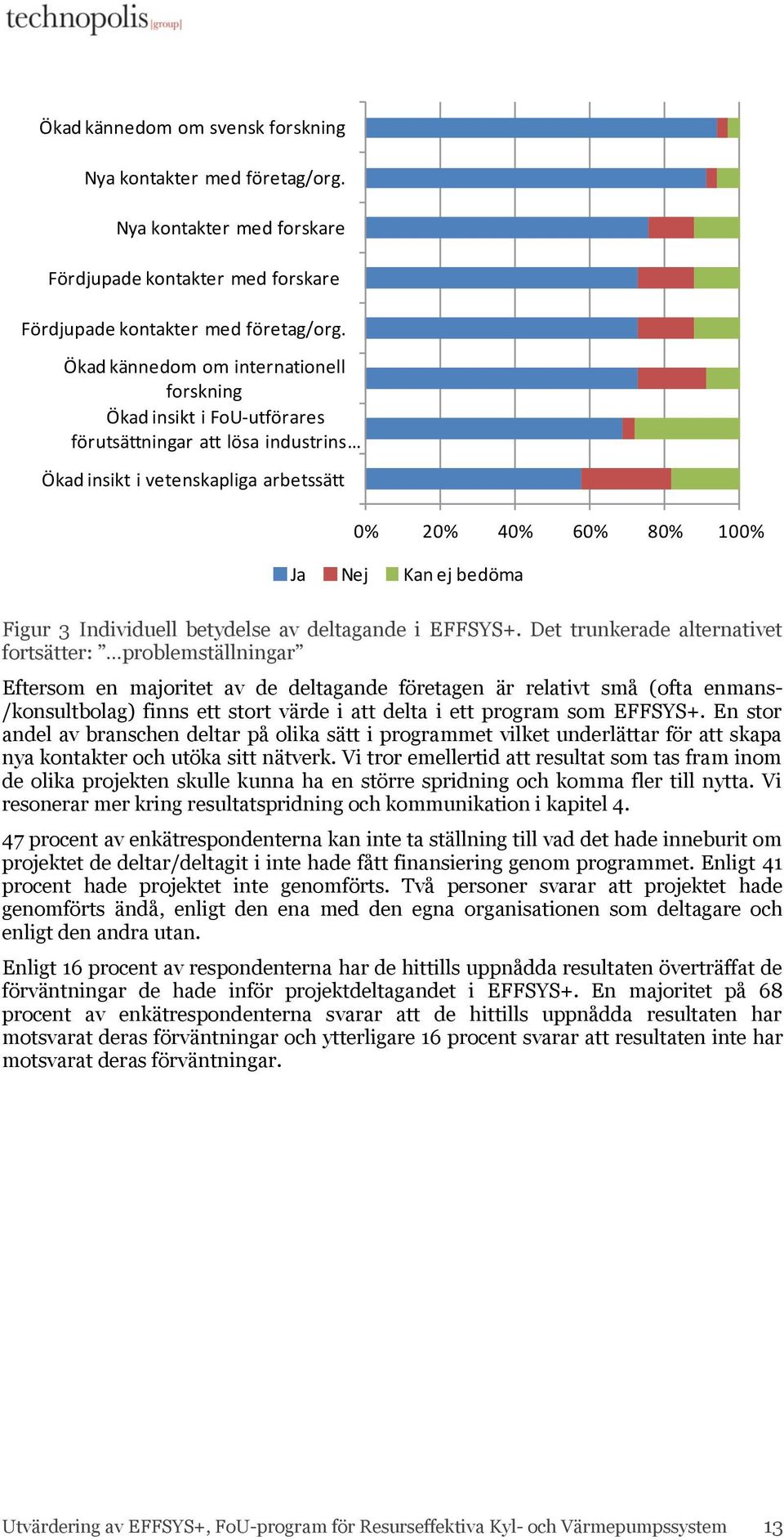 Individuell betydelse av deltagande i EFFSYS+.