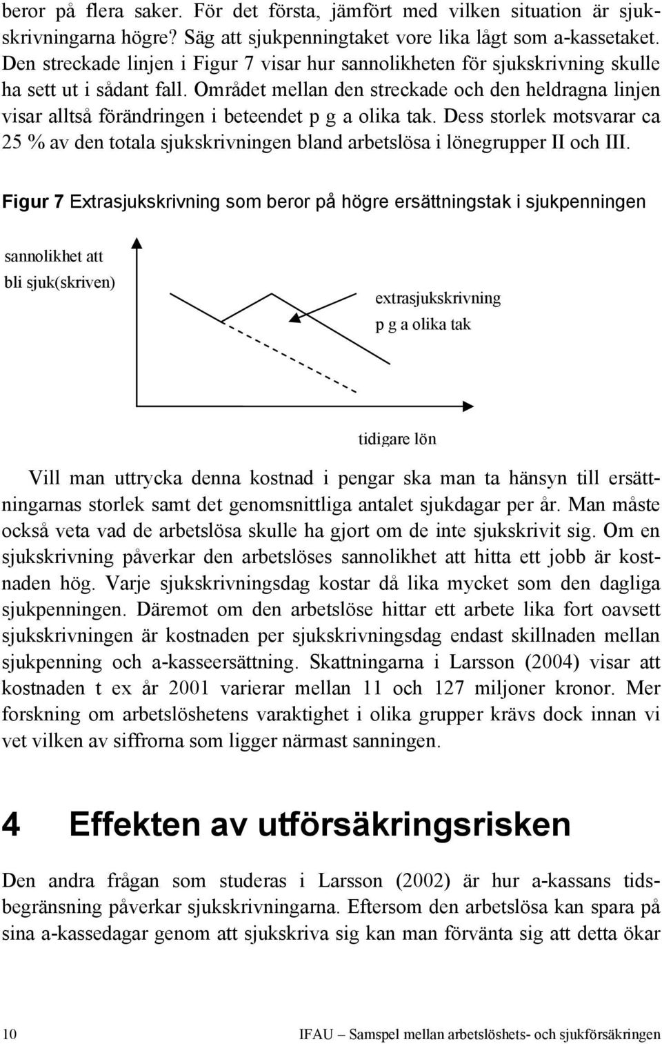 Området mellan den streckade och den heldragna linjen visar alltså förändringen i beteendet p g a olika tak.