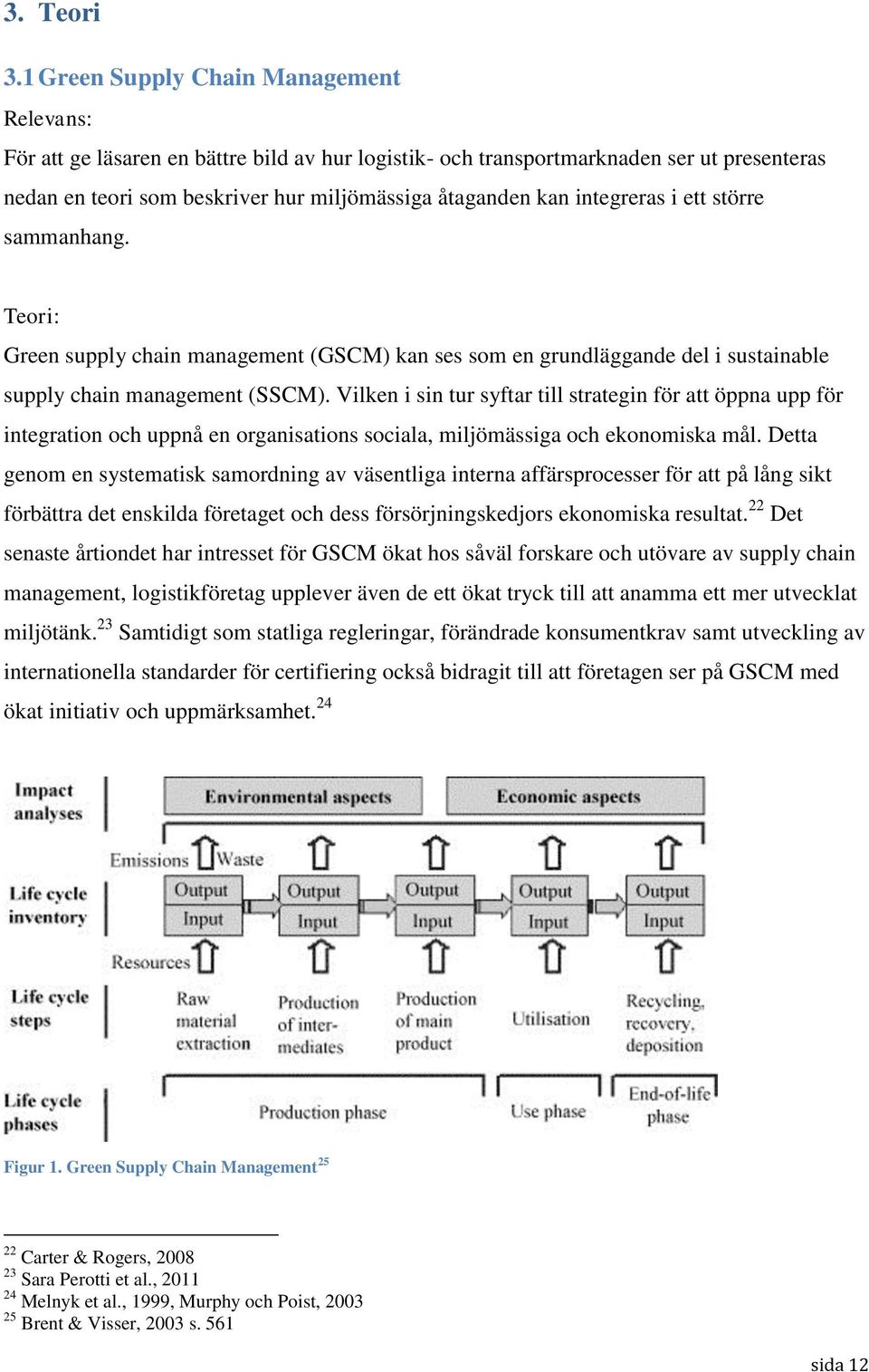 integreras i ett större sammanhang. Teori: Green supply chain management (GSCM) kan ses som en grundläggande del i sustainable supply chain management (SSCM).