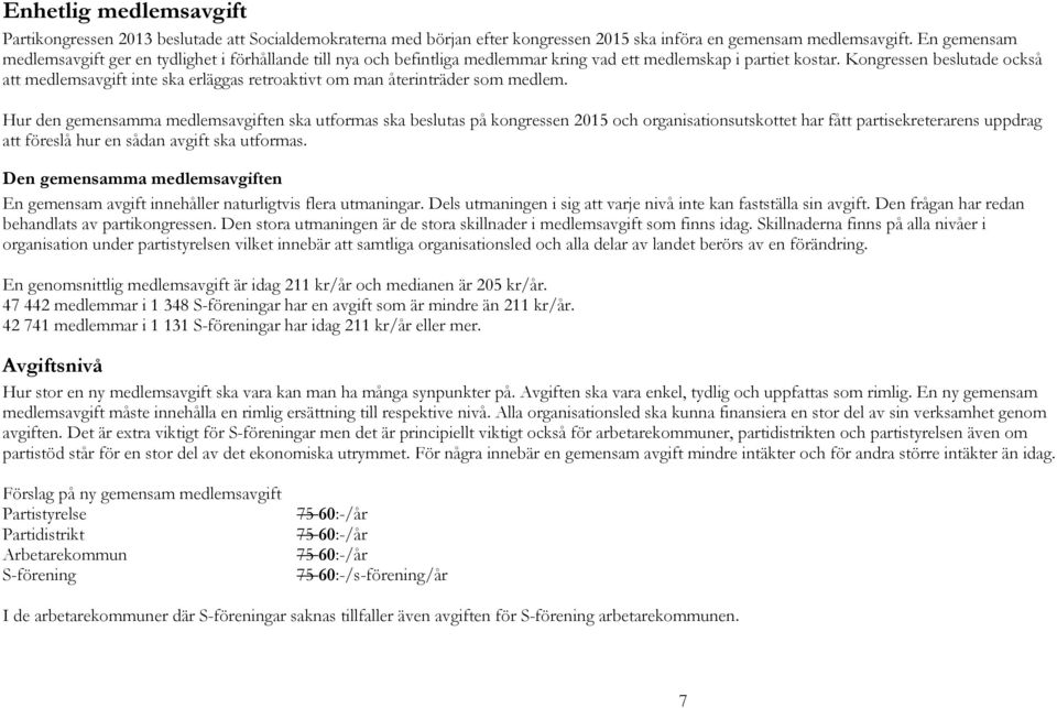 Kongressen beslutade också medlemsavgift inte ska erläggas retroaktivt om man återinträder som medlem.