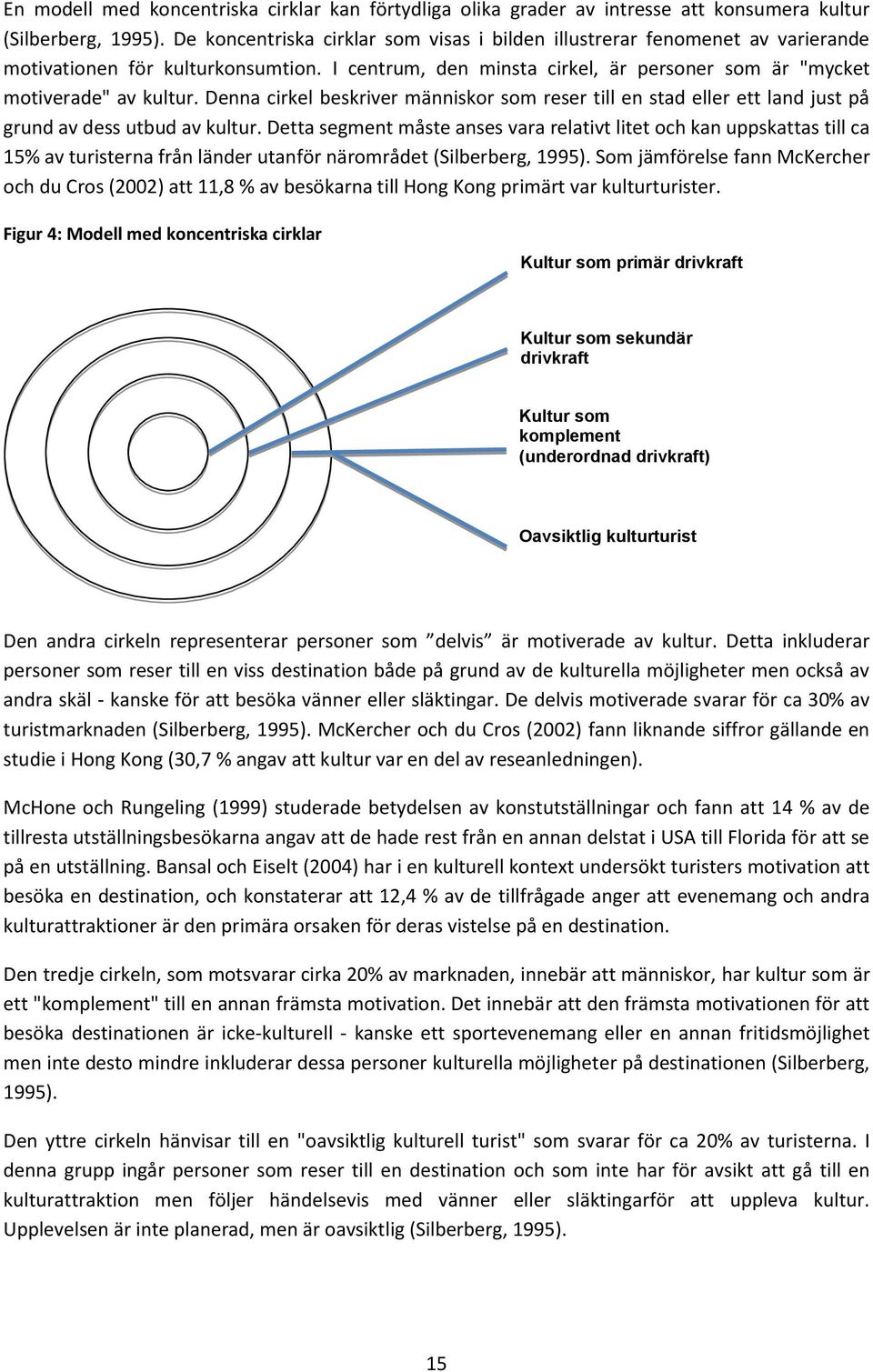 Denna cirkel beskriver människor som reser till en stad eller ett land just på grund av dess utbud av kultur.