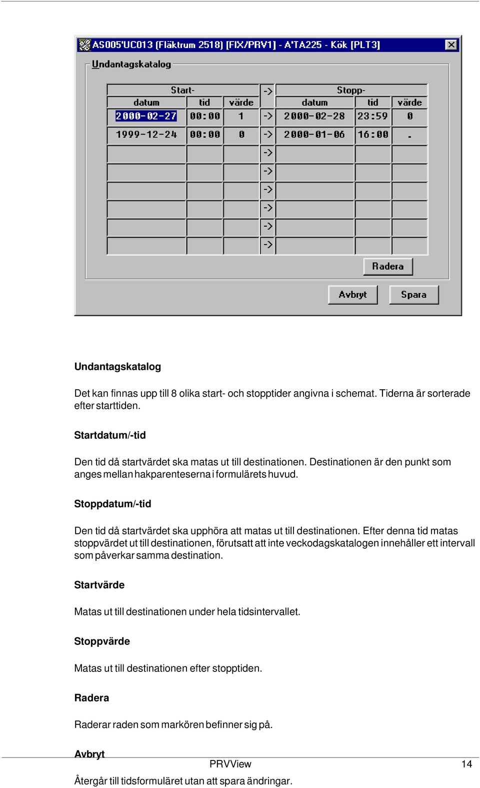 Stoppdatum/-tid Den tid då startvärdet ska upphöra att matas ut till destinationen.