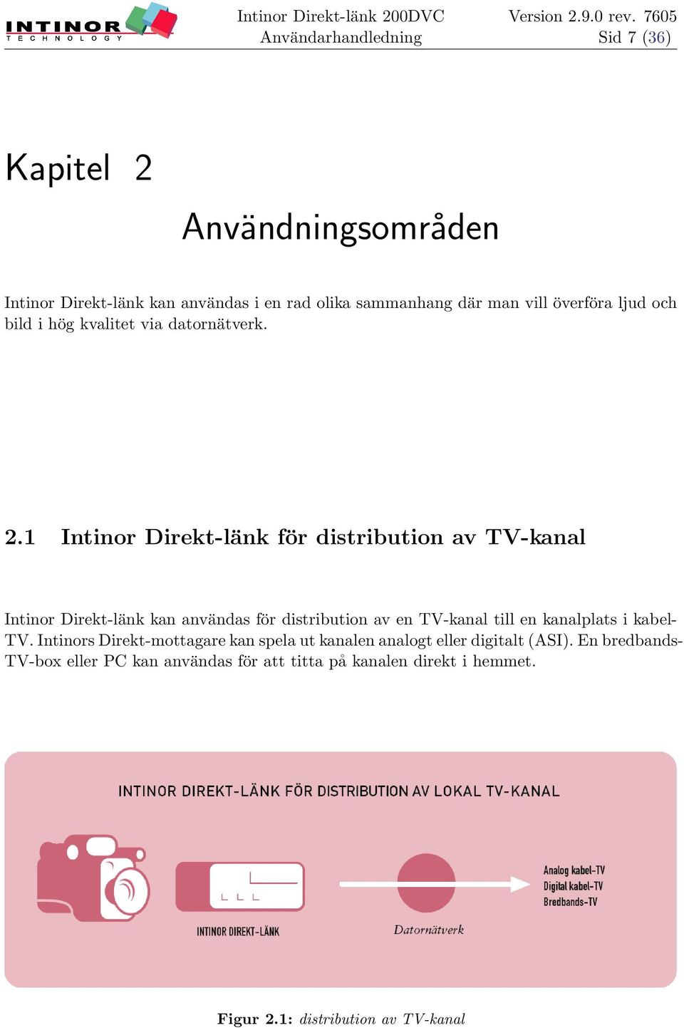 1 Intinor Direkt-länk för distribution av TV-kanal Intinor Direkt-länk kan användas för distribution av en TV-kanal till en