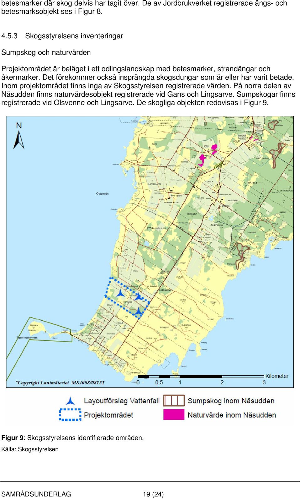 Det förekommer också insprängda skogsdungar som är eller har varit betade. Inom projektområdet finns inga av Skogsstyrelsen registrerade värden.