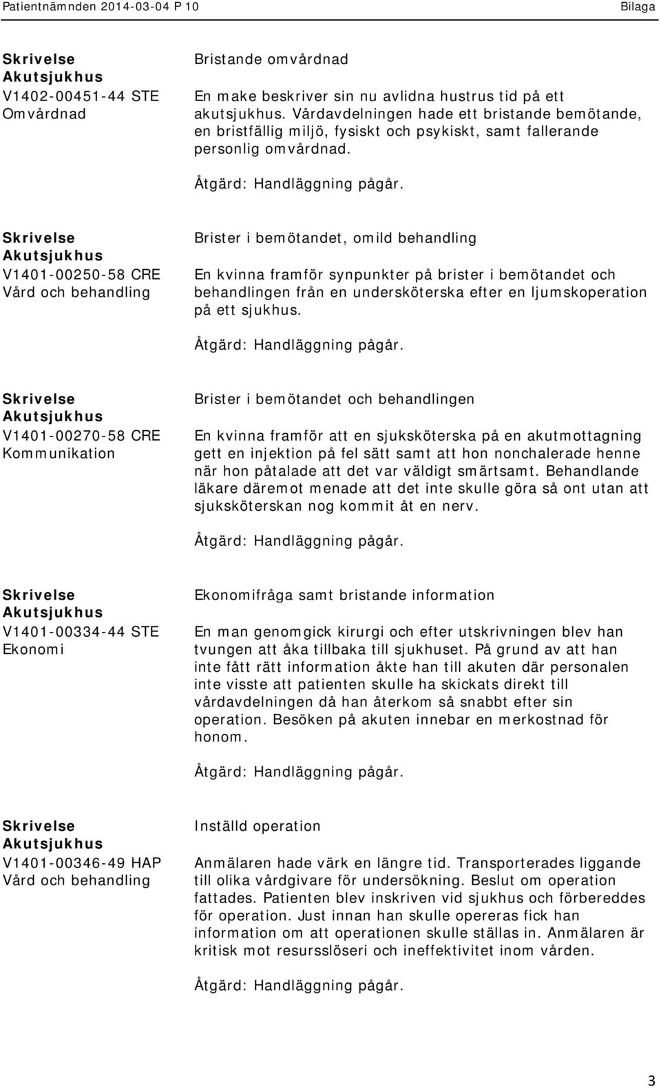 V1401-00250-58 CRE Brister i bemötandet, omild behandling En kvinna framför synpunkter på brister i bemötandet och behandlingen från en undersköterska efter en ljumskoperation på ett sjukhus.