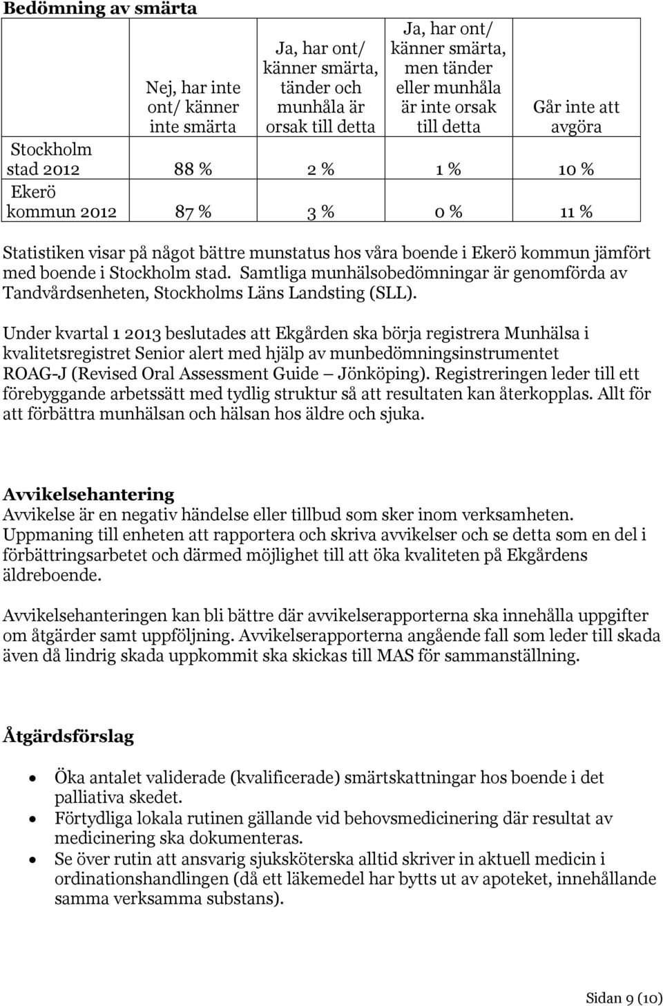 Stockholm stad. Samtliga munhälsobedömningar är genomförda av Tandvårdsenheten, Stockholms Läns Landsting (SLL).