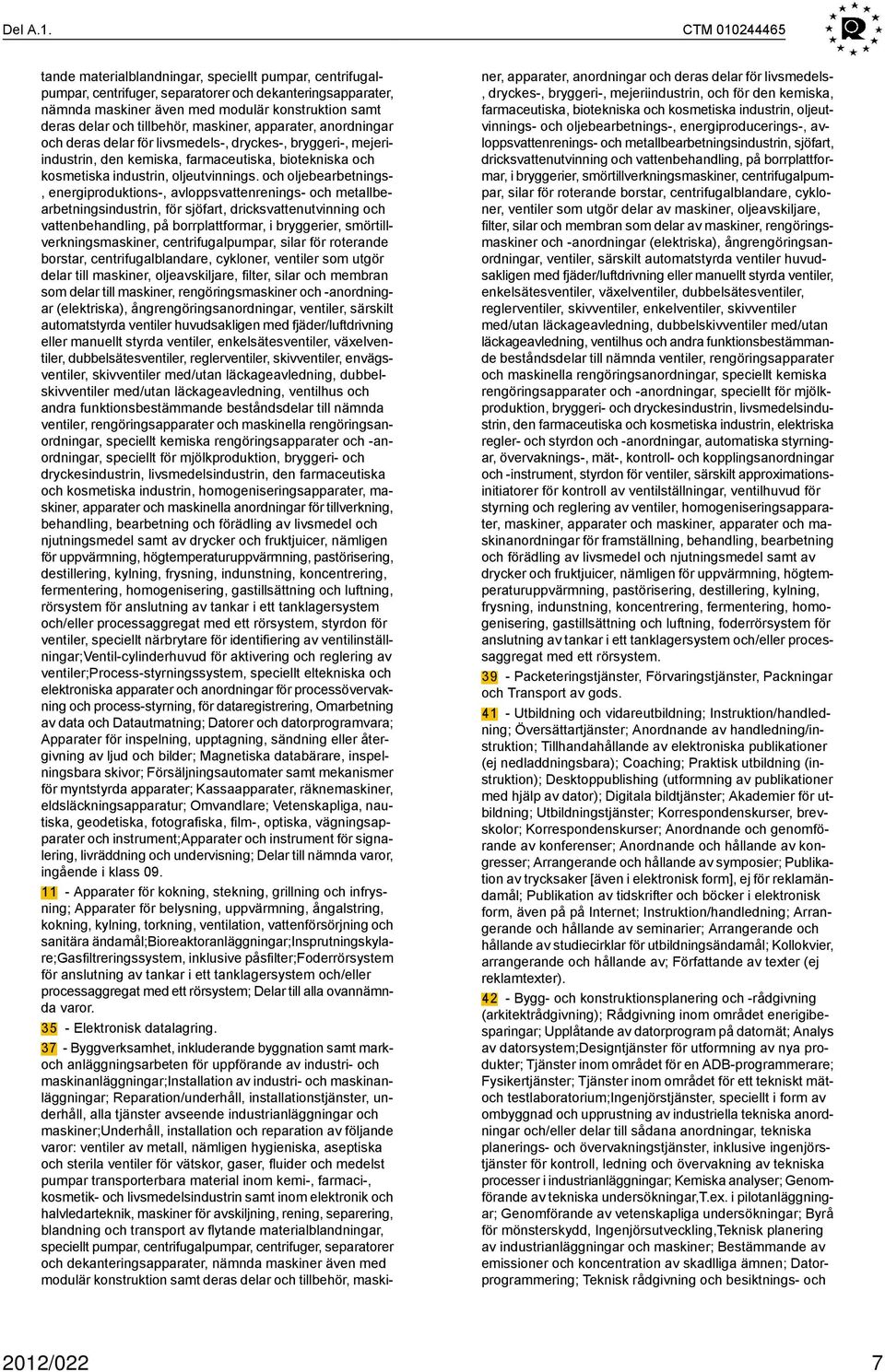 tillbehör, maskiner, apparater, anordningar och deras delar för livsmedels-, dryckes-, bryggeri-, mejeriindustrin, den kemiska, farmaceutiska, biotekniska och kosmetiska industrin, oljeutvinnings.