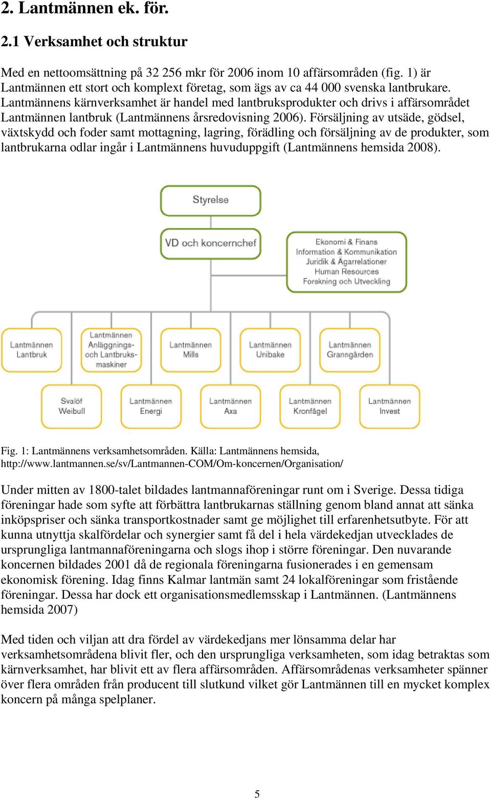 Lantmännens kärnverksamhet är handel med lantbruksprodukter och drivs i affärsområdet Lantmännen lantbruk (Lantmännens årsredovisning 2006).