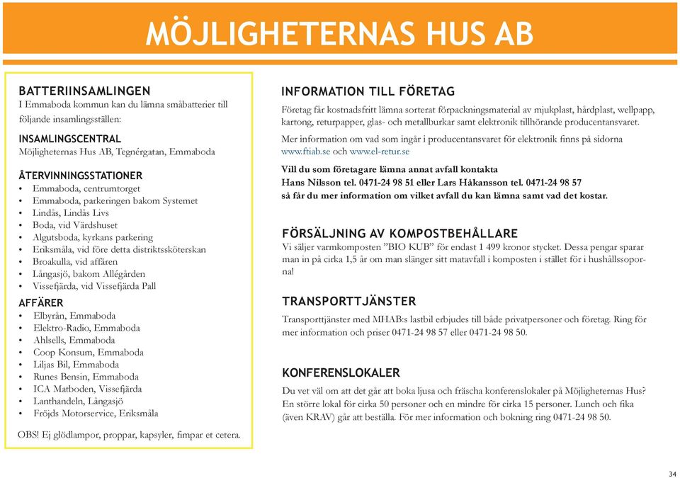 Broakulla, vid affären Långasjö, bakom Allégården Vissefjärda, vid Vissefjärda Pall AFFÄRER Elbyrån, Emmaboda Elektro-Radio, Emmaboda Ahlsells, Emmaboda Coop Konsum, Emmaboda Liljas Bil, Emmaboda