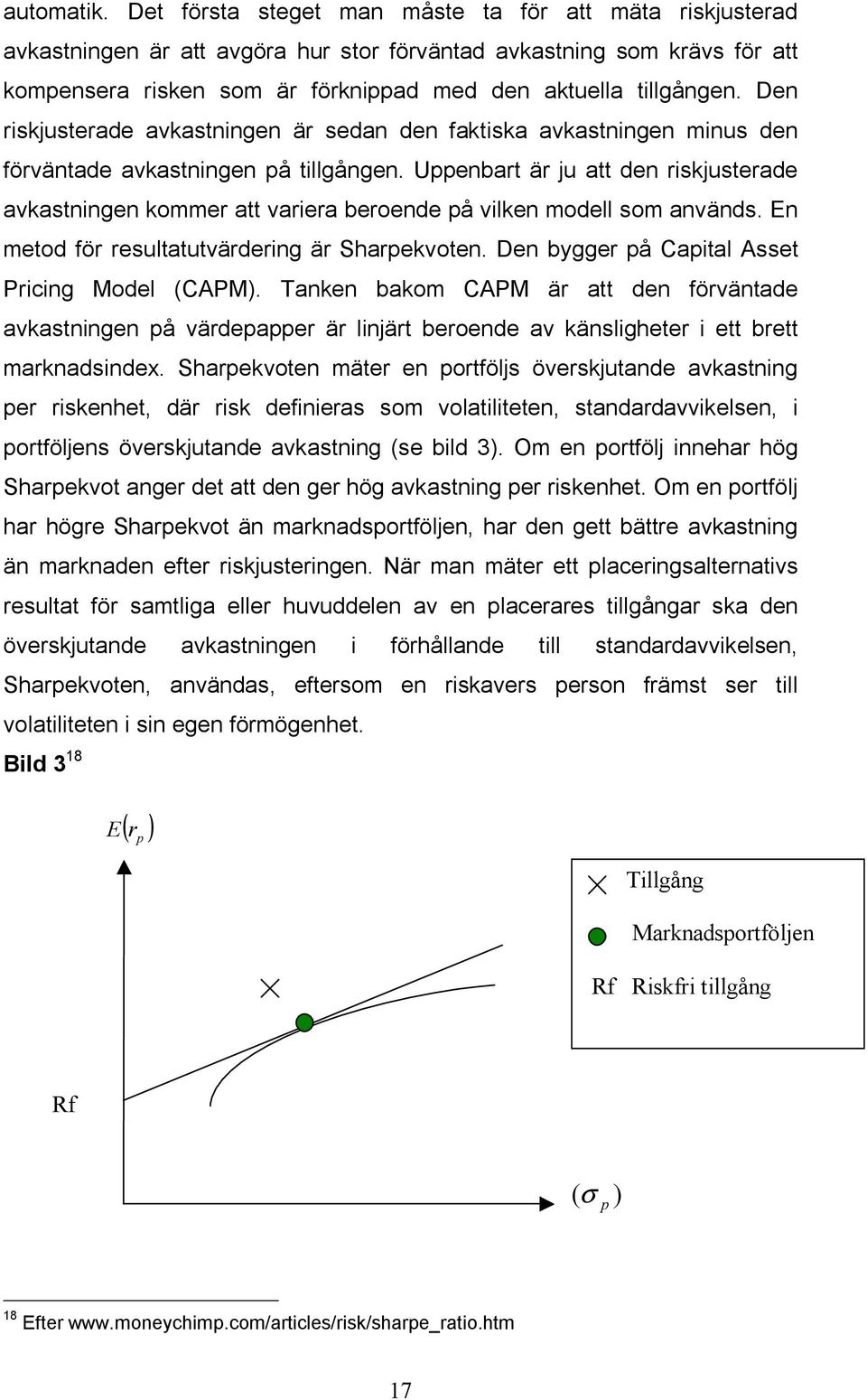 Den riskjusterade avkastningen är sedan den faktiska avkastningen minus den förväntade avkastningen på tillgången.