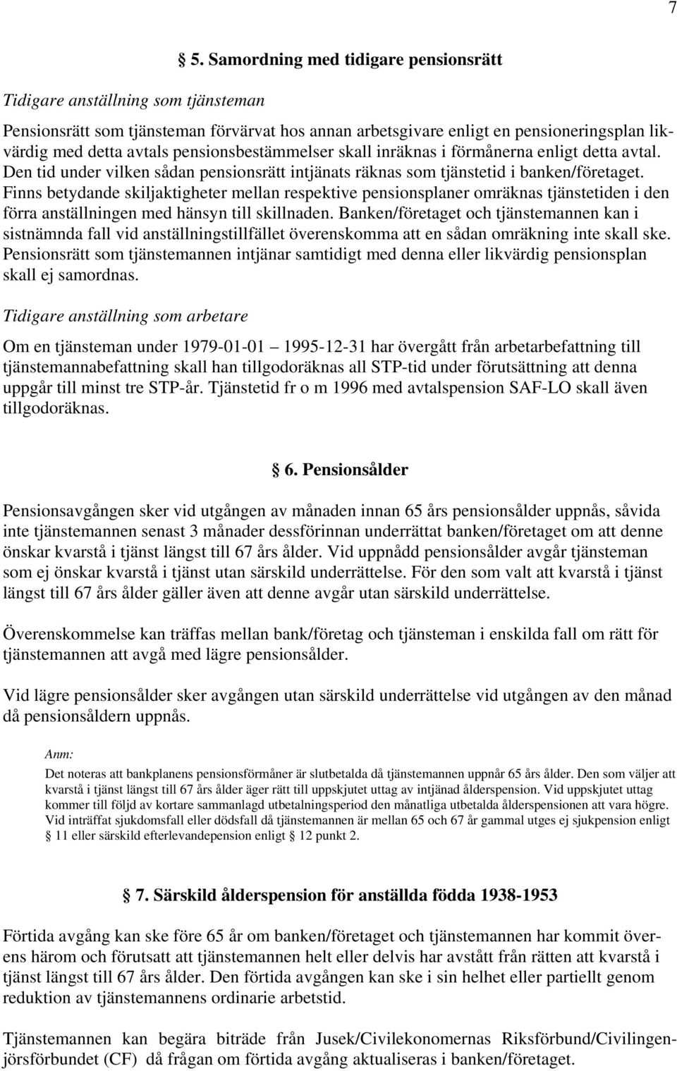 Finns betydande skiljaktigheter mellan respektive pensionsplaner omräknas tjänstetiden i den förra anställningen med hänsyn till skillnaden.