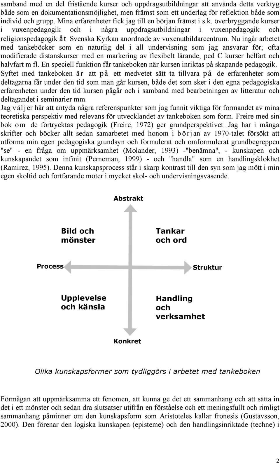 Nu ingår arbetet med tankeböcker som en naturlig del i all undervisning som jag ansvarar för; ofta modifierade distanskurser med en markering av flexibelt lärande, ped C kurser helfart och halvfart m