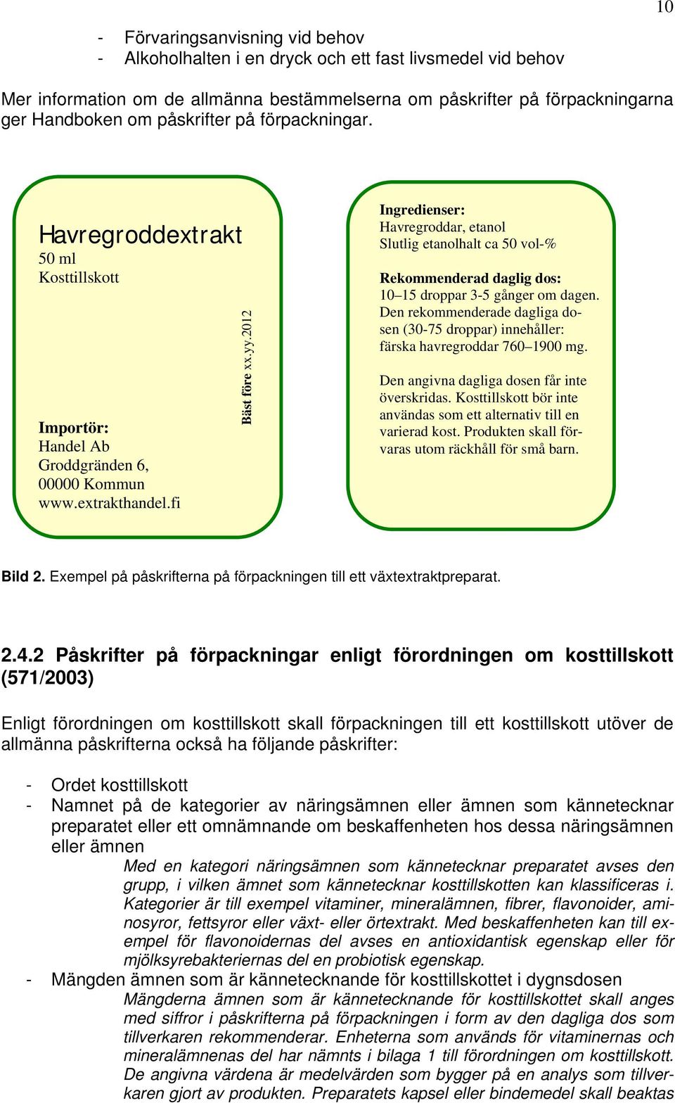 2012 Ingredienser: Havregroddar, etanol Slutlig etanolhalt ca 50 vol-% Rekommenderad daglig dos: 10 15 droppar 3-5 gånger om dagen.