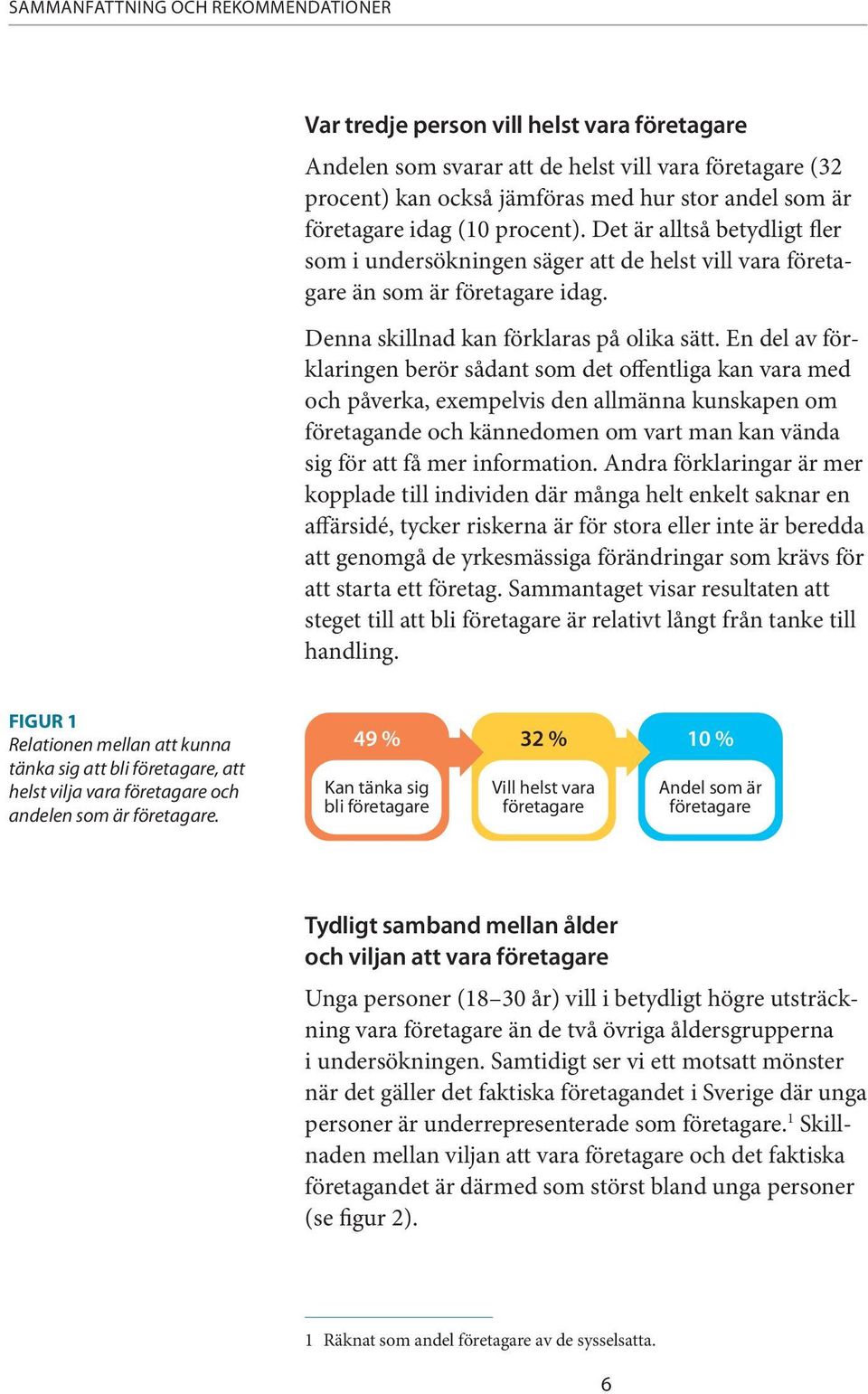 En del av förklaringen berör sådant som det offentliga kan vara med och påverka, exempelvis den allmänna kunskapen om företagande och kännedomen om vart man kan vända sig för att få mer information.