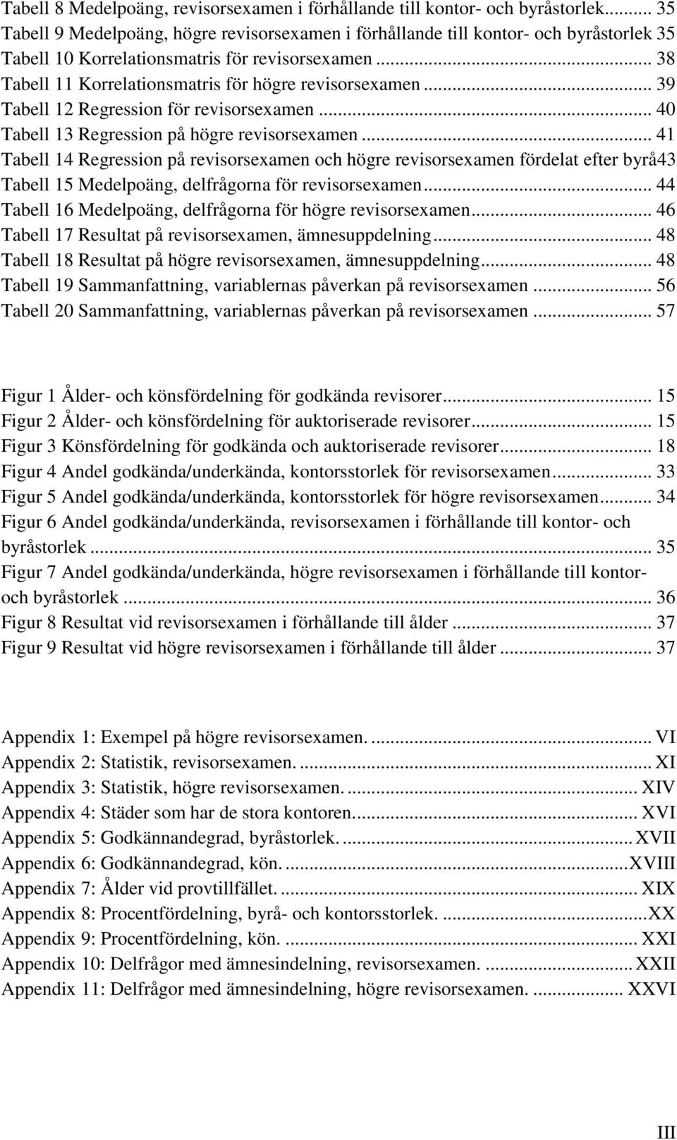 .. 39 Tabell 12 Regression för revisorsexamen... 40 Tabell 13 Regression på högre revisorsexamen.