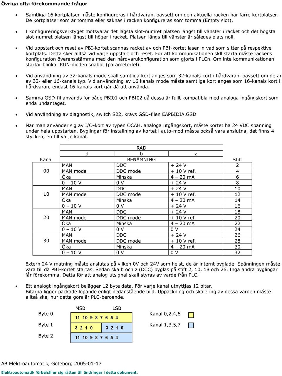 I konfigureringsverktyget motsvarar det lägsta slot-numret platsen längst till vänster i racket och det högsta slot-numret platsen längst till höger i racket.