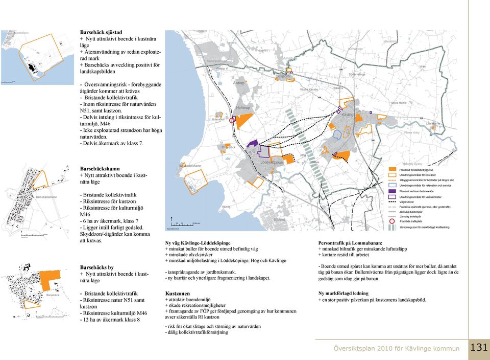 3 Åstorp - Översvämningsrisk - förebyggande åtgärder kommer att krävas - Bristande koektivtrafik - Inom riksintresse för naturvården N51, samt kustzon.