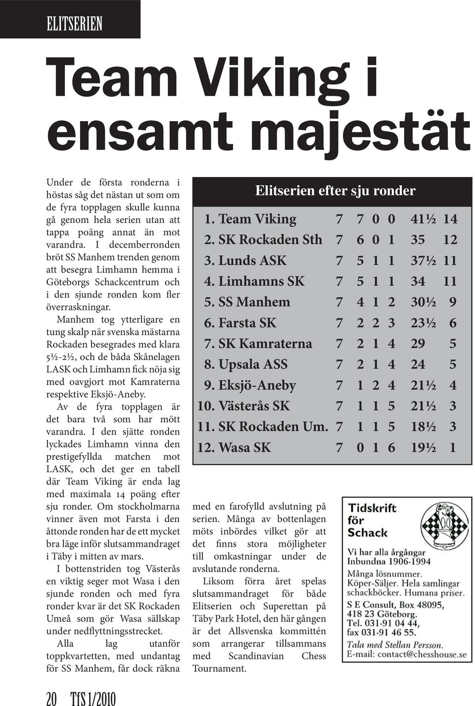 Manhem tog ytterligare en tung skalp när svenska mästarna Rockaden besegrades med klara 5½-2½, och de båda Skånelagen LASK och Limhamn fick nöja sig med oavgjort mot Kamraterna respektive Eksjö-Aneby.