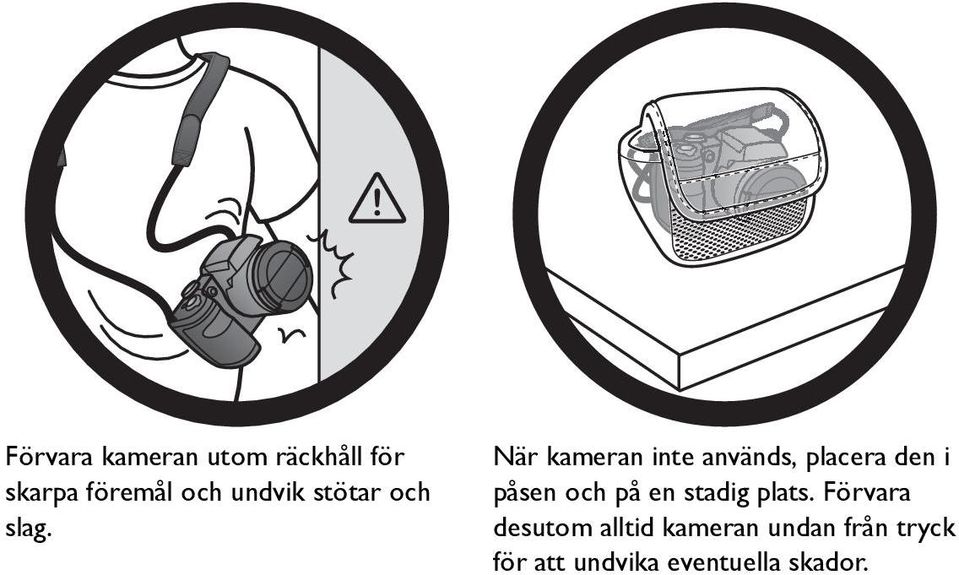 När kameran inte används, placera den i påsen och på en