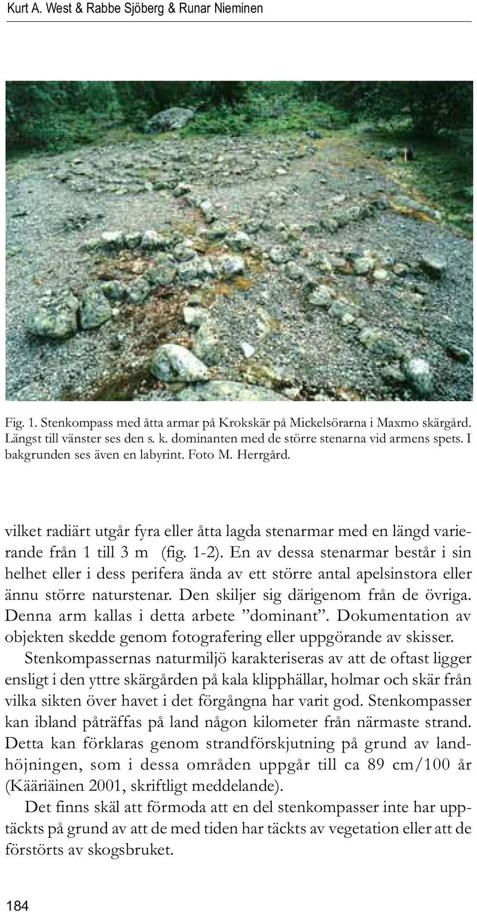 vilket radiärt utgår fyra eller åtta lagda stenarmar med en längd varierande från 1 till 3 m (fig. 1-2).