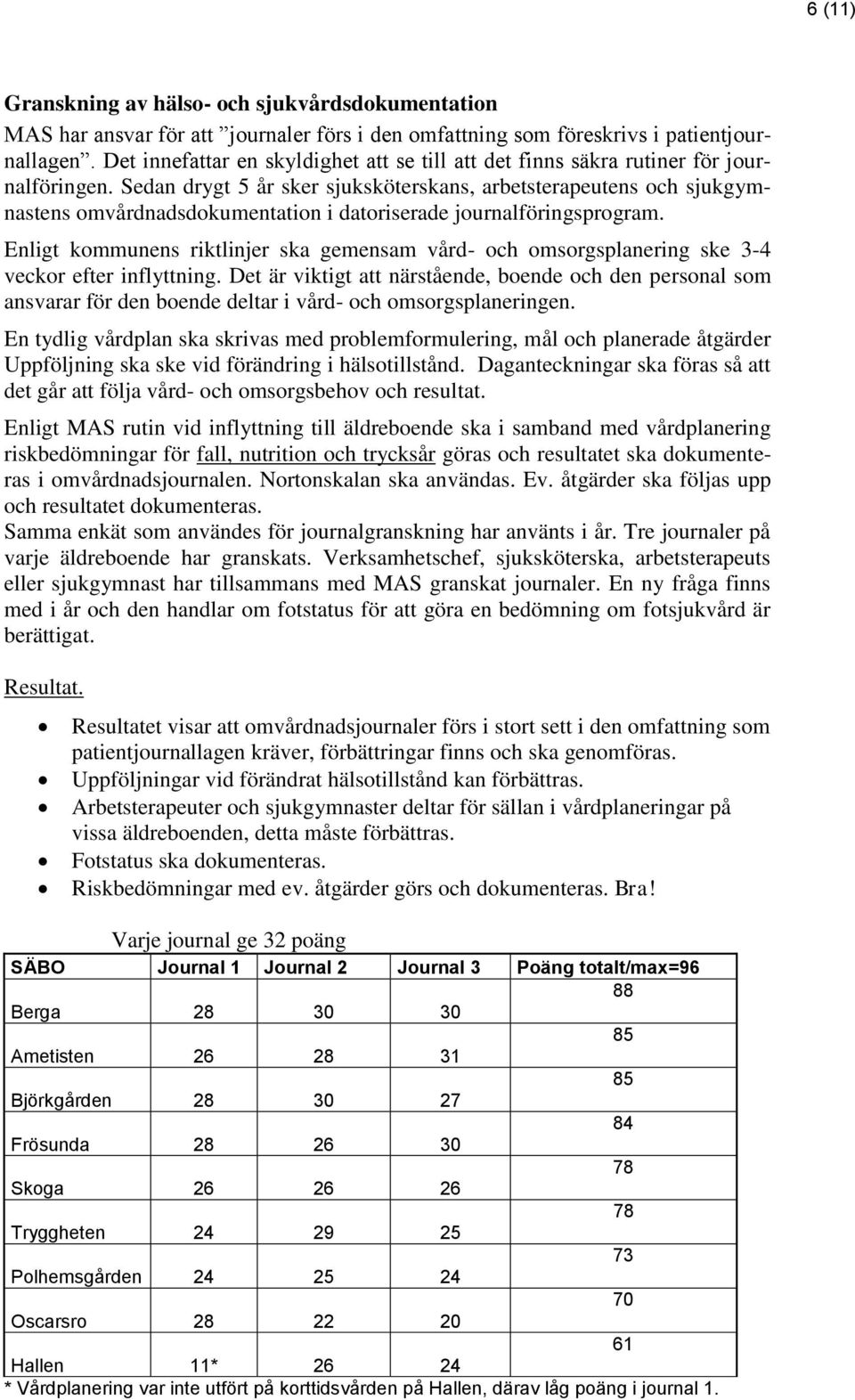 Sedan drygt 5 år sker sjuksköterskans, arbetsterapeutens och sjukgymnastens omvårdnadsdokumentation i datoriserade journalföringsprogram.