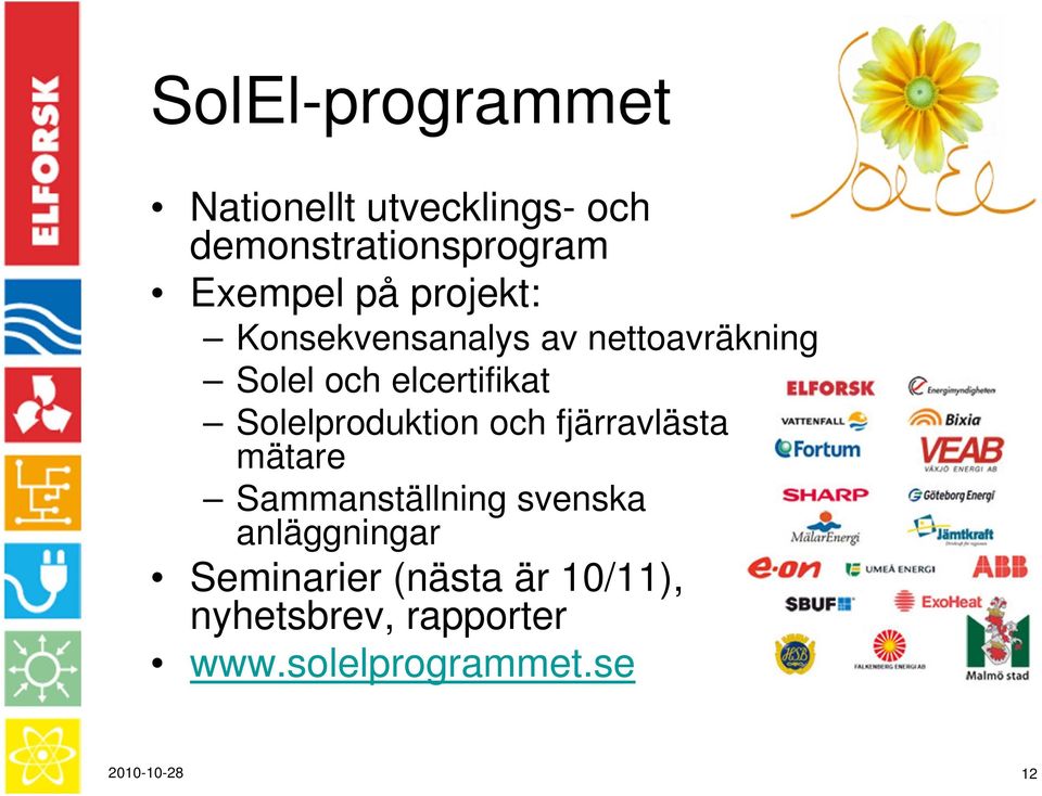 Solelproduktion och fjärravlästa mätare Sammanställning svenska anläggningar