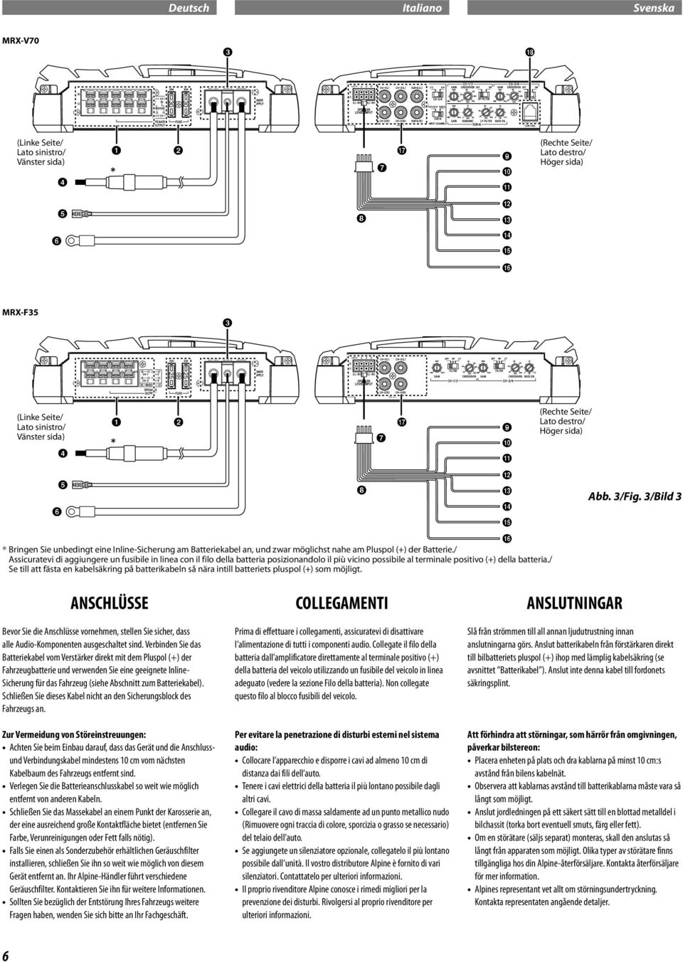 / Assicuratevi di aggiungere un fusibile in linea con il filo della batteria posizionandolo il più vicino possibile al terminale positivo (+) della batteria.