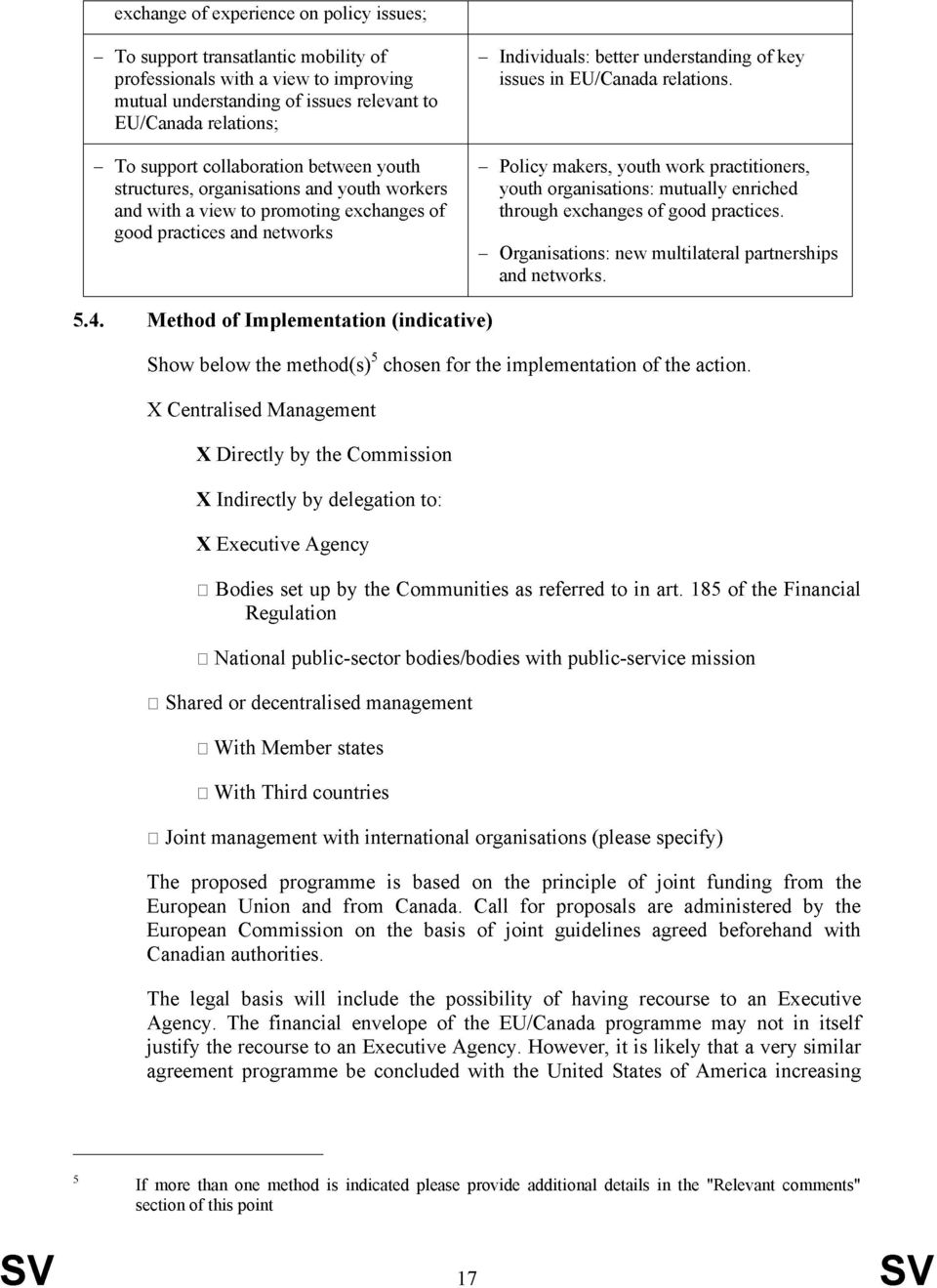 EU/Canada relations. Policy makers, youth work practitioners, youth organisations: mutually enriched through exchanges of good practices. Organisations: new multilateral partnerships and networks. 5.