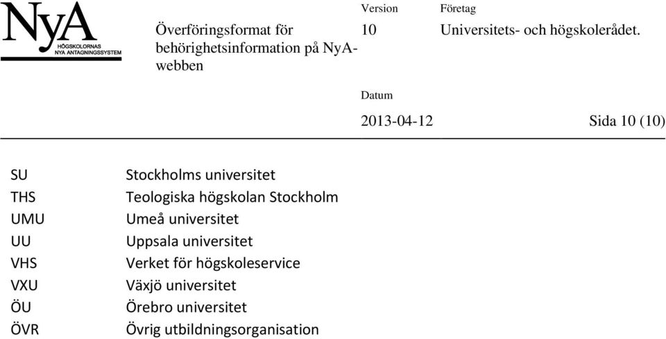 universitet Uppsala universitet Verket för högskoleservice